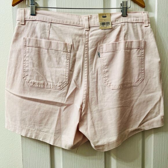 Levi’s Utility Shorts Women’s 32 Light Blush Pink 90s Mid Rise Pockets Stretch - Picture 2 of 10
